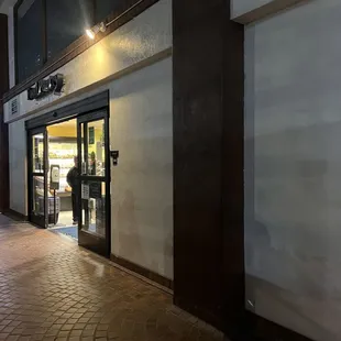 the entrance to the restaurant