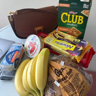 Crackers, sweet biscuits, fresh bread, fruit and cheese!