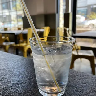 Water glass (it&apos;s not a plastic cup - actually made of glass).