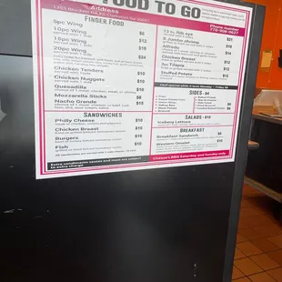 Updated Menu...prices kind of steep