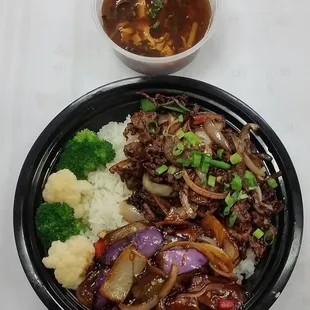 鱼香茄子+葱爆牛肉