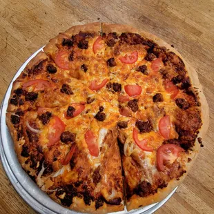 The green chile pepperoni pizza