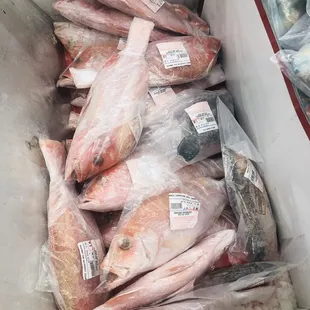 a box of frozen meat