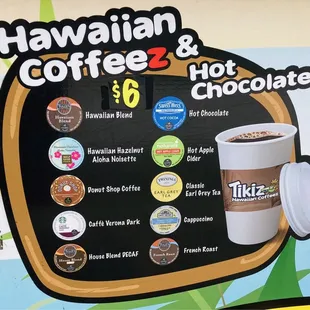 Tikiz coffee &amp; hot chocolate menu 5/24