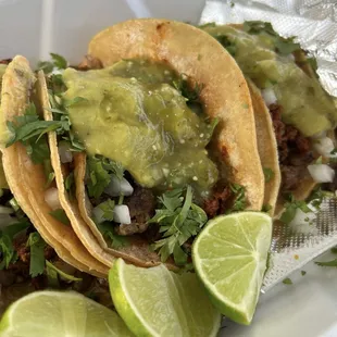 Asada tacos (marinated steak)