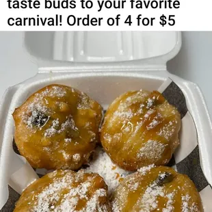 Fried oreos with Carmel sauce.