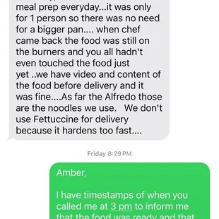 Text thread with myself and assistant