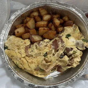 Meat Lovers Omelette and Home Fries
