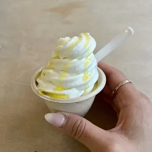 Froyo with olive oil and sea salt. Creamy, silky perfection.