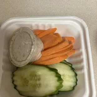 Veggies accompanying the tofu wings