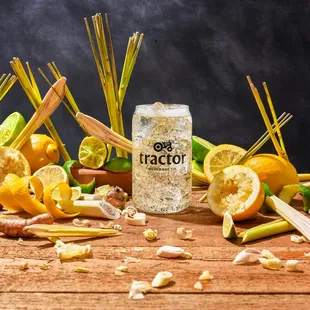 a variety of ingredients including lemons, limes, gingers, and ginger sticks