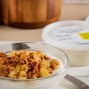 Gluten-free protein Apple Cobbler Parfait