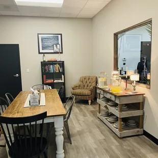 Grand opening night. Seating area/meeting room/cooking class room