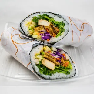 two burritos on a plate