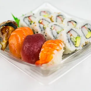 a sushi dish in a plastic container