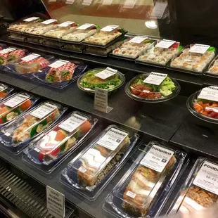 Sushi rolls and poke bowls inside of the VA cafeteria