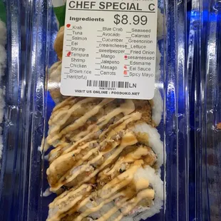 Chefs special sushi roll