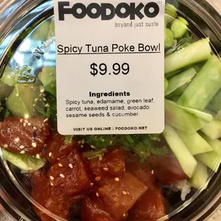 Spicy tuna poke bowl