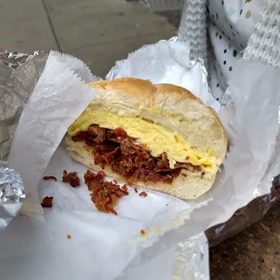 Egg, Cheese and Bacon on a Kaiser