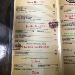 Menu as of 7/1/21