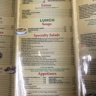 Menu as of 7/1/21