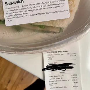 One of the 40 individually packaged sandwiches that were delivered to me for my event.