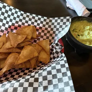 Fresh fried tortilla chips &amp; guac