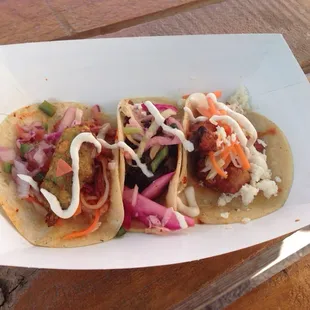 Falafel, bulgogi, gochoo-chicken street tacos