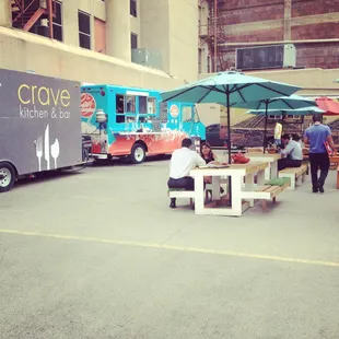 food trucks parked in a parking lot