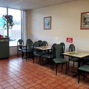 empty tables and chairs