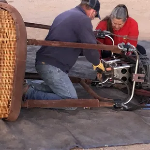Dan and Lorrie prepping the equipment