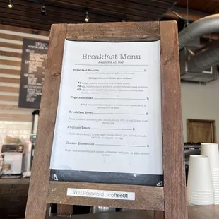 The breakfast menu !