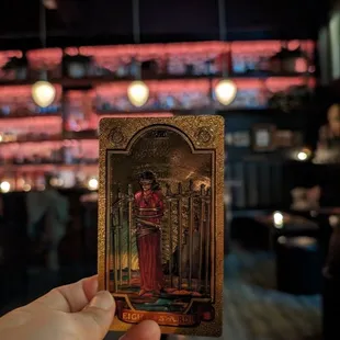 Tarot card with check