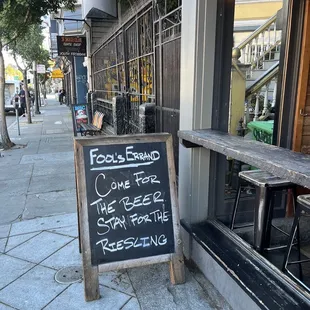 Sign outside the bar