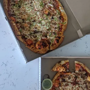 House special pizza and meat lovers below