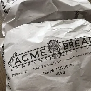 two bags of acme bread