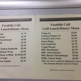 menu