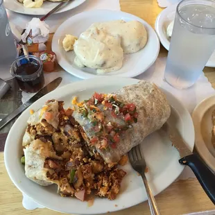 Three meat burrito with chorizo added. Soo good!