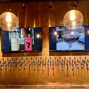 The taps with a wide variety of wines, ciders and kombucha