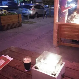 Outside dining with baby fire pits!