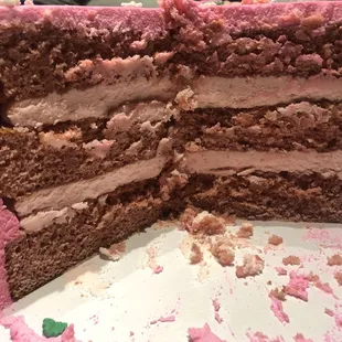 Inside of the strawberry cake. So good!