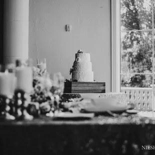 a wedding cake on a table