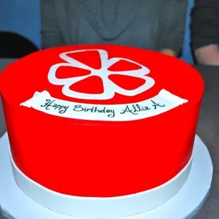 a red and white cake