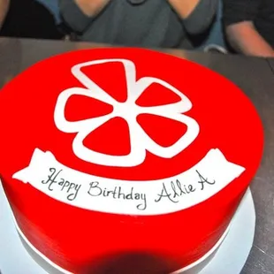 a red birthday cake