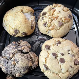 Clockwise from Bottom Left: Oreo PB, S&apos;mores, Chocolate Chip Walnut and Classic Chocolate Chip!  (4/17/2021)