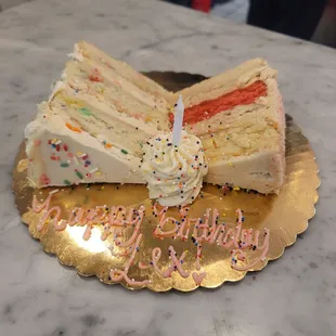 Birthday cake and strawberry shortcake