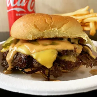 New to me burger joint and,I have to say, the best smashed burger I&apos;ve ever had.  Double Cheeseburger Combo from #ForTheWin