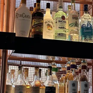 bottles of alcohol on a shelf