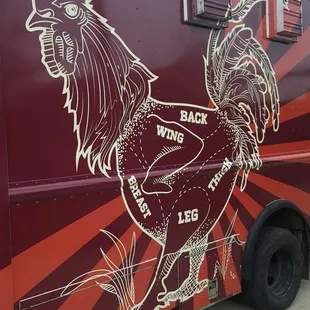 a rooster on the side