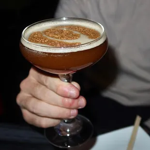 The Pumpkin Spice Espresso Martini was made with pumpkin spice slurry, Mr. Black Coffee liqueur, Wheatley vodka, and cold brew coffee.